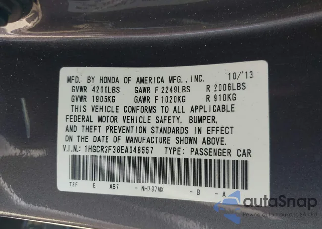 1HGCR2F38EA048557: 42847693