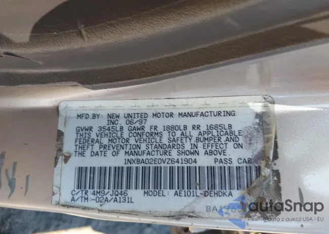 1NXBA02E0VZ641904: 42847741