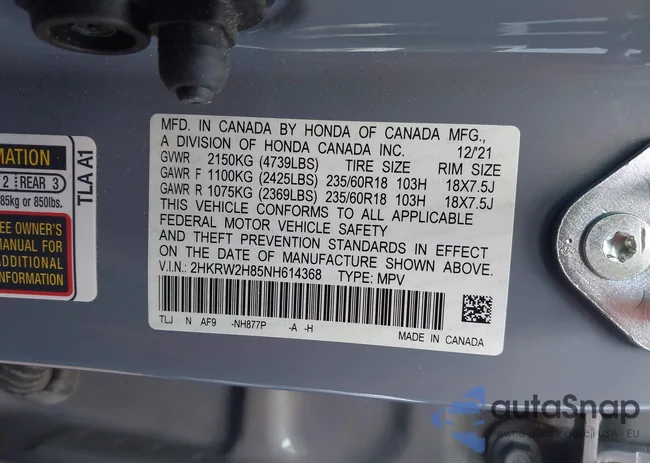 2HKRW2H85NH614368: 42849016