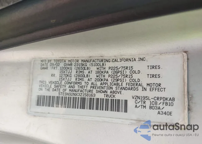 5TESN92NX3Z158163: 42849080