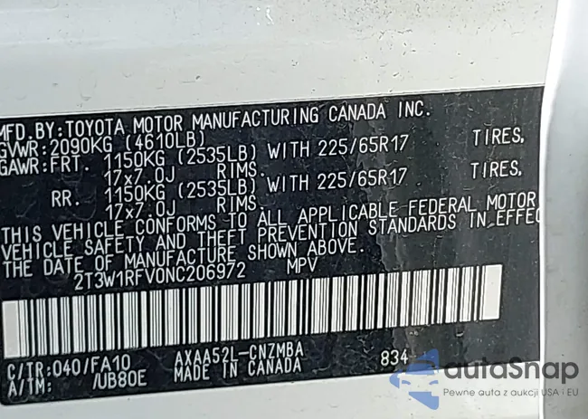 2T3W1RFV0NC206972: 42849190