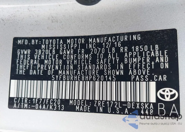 5YFBURHE8HP620145: 42849374