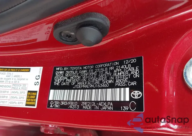 JTDEPMAE9MJ163460: 42848502