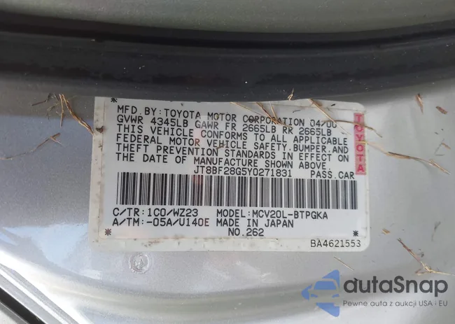 JT8BF28G5Y0271831: 42848677