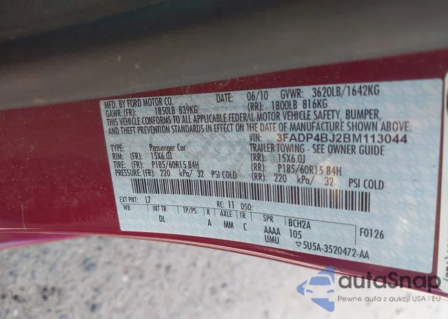 3FADP4BJ2BM113044: 42848709