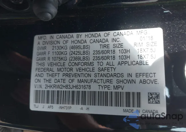 2HKRW2H83JH631678: 42850027