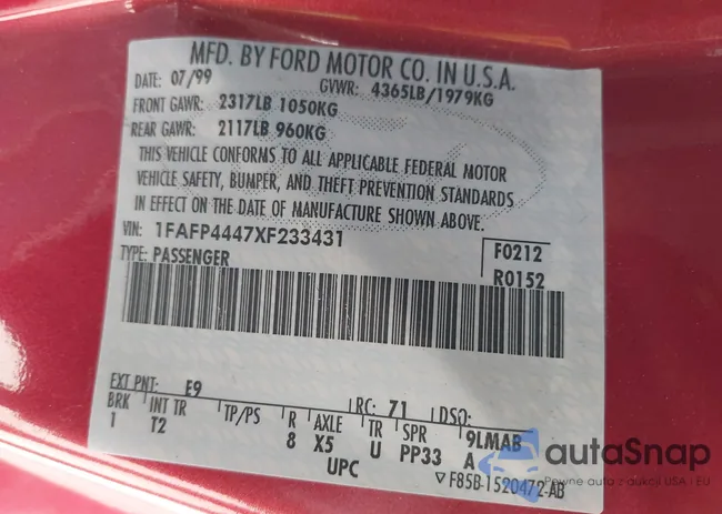 1FAFP4447XF233431: 42850131