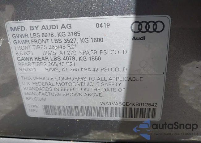 WA1VABGE4KB012542: 42849652