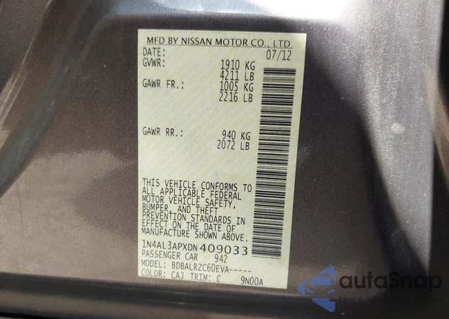 1N4AL3APXDN409033: 42849683