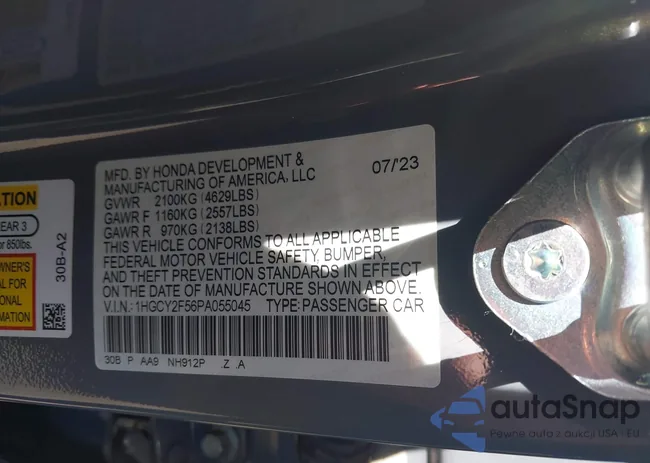 1HGCY2F56PA055045: 42851343