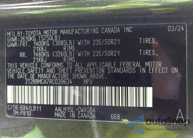 2T2BBMCA7RC039634: 42851366