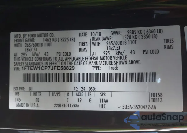 1FTEW1CP7JFE58829: 42850624