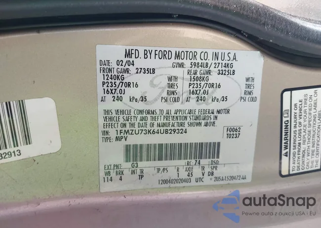 1FMZU73K64UB29324: 42851942