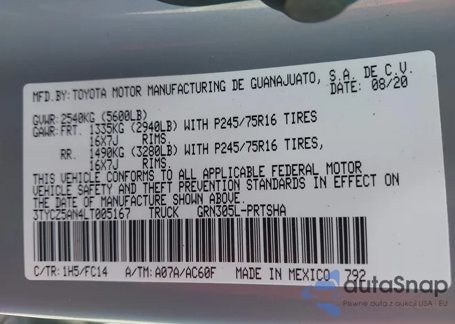 3TYCZ5AN4LT005167: 42852044