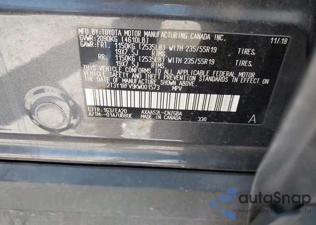 2T3Y1RFV9KW001573: 42852075