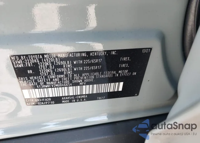 4T3RWRFV2MU046654: 42852130