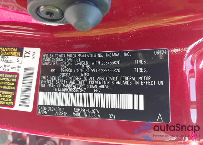 5TDKDRBH3RS567947: 42852233