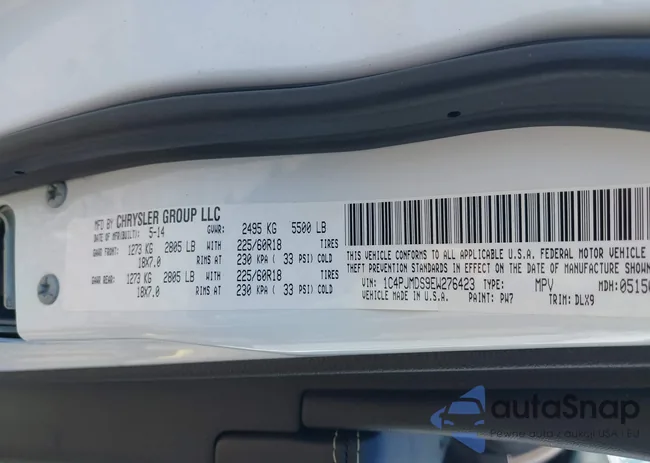 1C4PJMDS9EW276423: 42852255