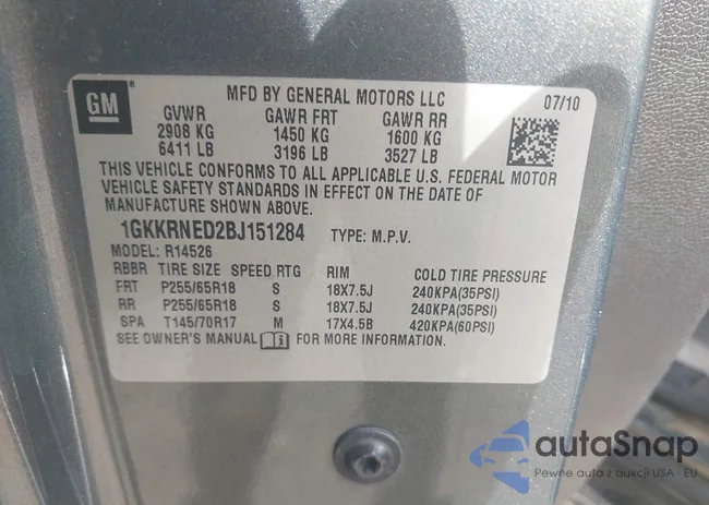 1GKKRNED2BJ151284: 42852287