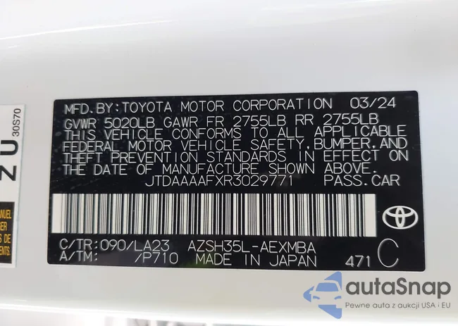 JTDAAAAFXR3029771: 42851548