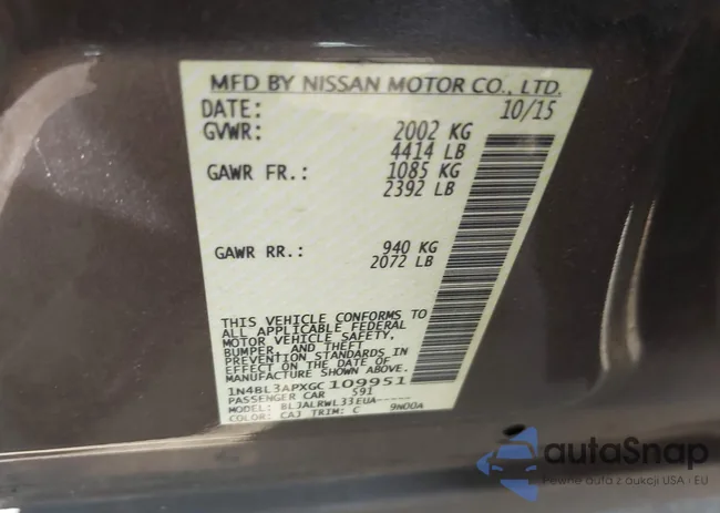 1N4BL3APXGC109951: 42851642