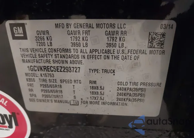 1GCVKREC5EZ293727: 42851716