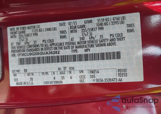 1FMCU9GX6GUA36282: 42852853