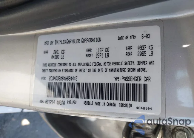 2C3AD36M64H694445: 42853112