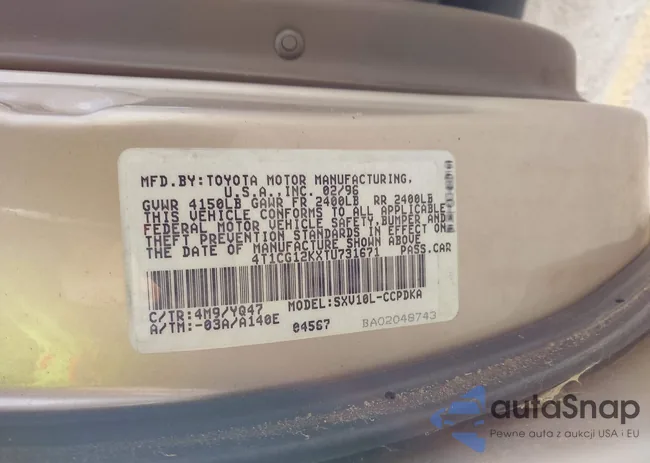 4T1CG12KXTU731671: 42853313