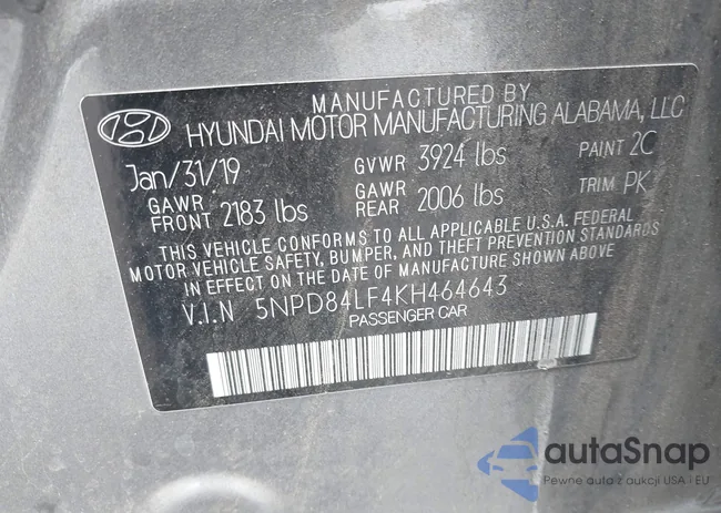 5NPD84LF4KH464643: 42853390