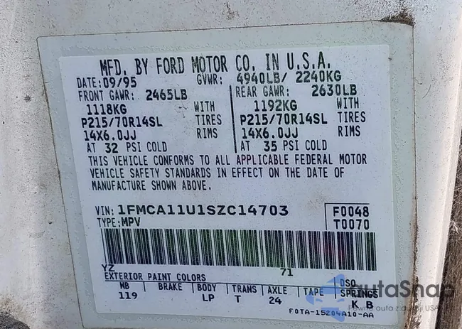 1FMCA11U1SZC14703: 42853408