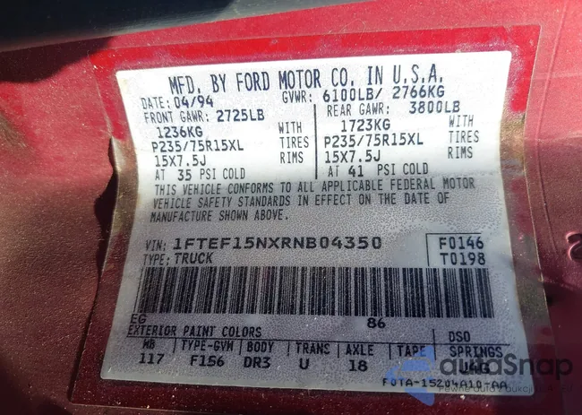 1FTEF15NXRNB04350: 42852485