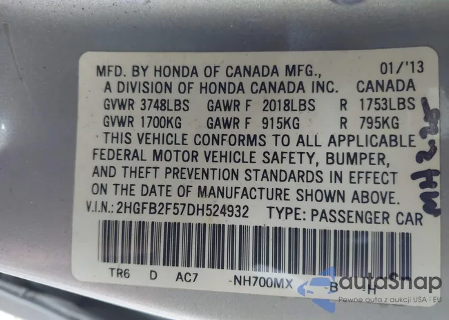 2HGFB2F57DH524932: 42852498