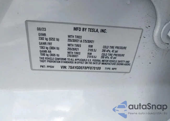 7SAYGDEF8PF870189: 42852541