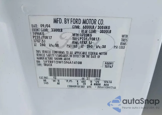 1FTRF12W15NA14108: 42853905