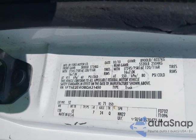 1FTNE2EW3BDA31450: 42854084