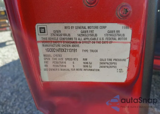 1GCEC14T8XZ113191: 42853544