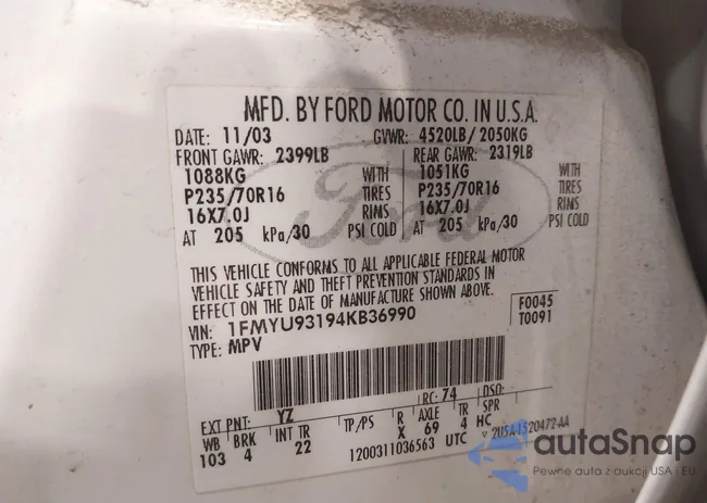 1FMYU93194KB36990: 42853571