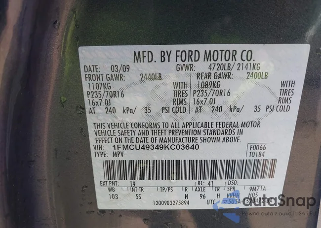 1FMCU49349KC03640: 42853646