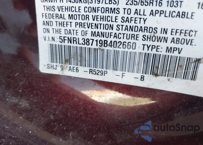 5FNRL38719B402660: 42854841