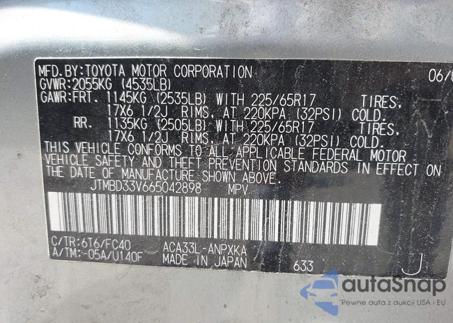 JTMBD33V665042898: 42854919