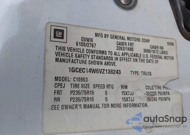 1GCEC14W6VZ138243: 42855410