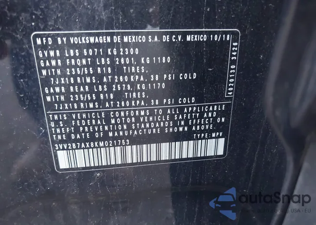 3VV2B7AX8KM021753: 42854431