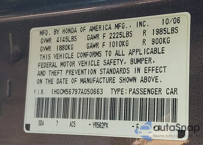 1HGCM56797A050663: 42854458