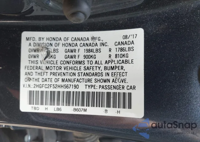 2HGFC2F52HH567190: 42854529