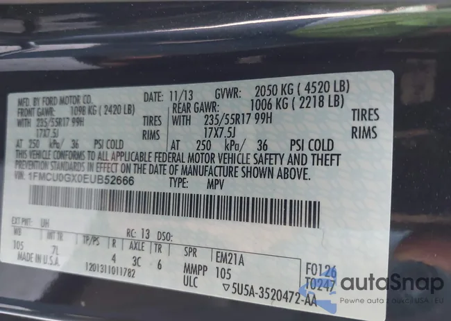 1FMCU0GX0EUB52666: 42854814