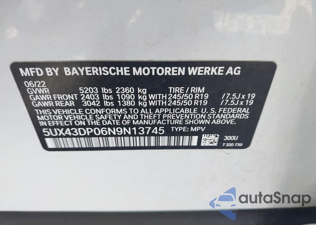 5UX43DP06N9N13745: 42856216