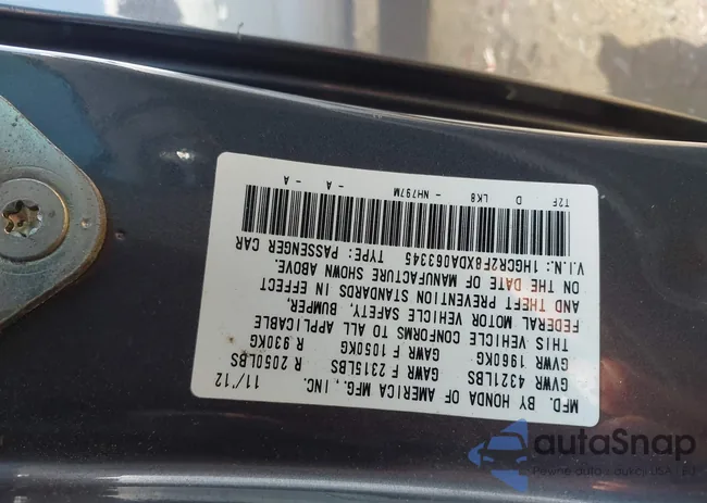 1HGCR2F8XDA063345: 42856278