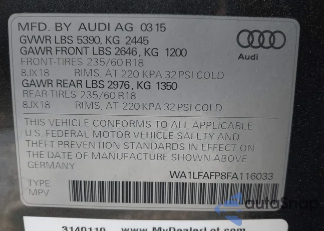 WA1LFAFP8FA116033: 42855720