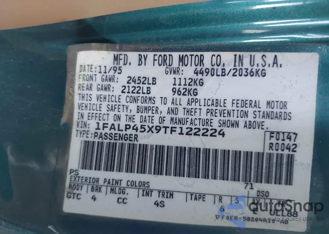 1FALP45X9TF122224: 42855728